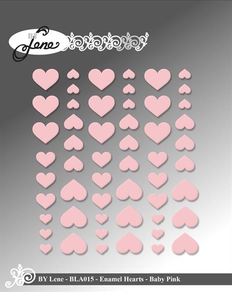 By Lene Enamel Hearts Baby pink 54 stk
